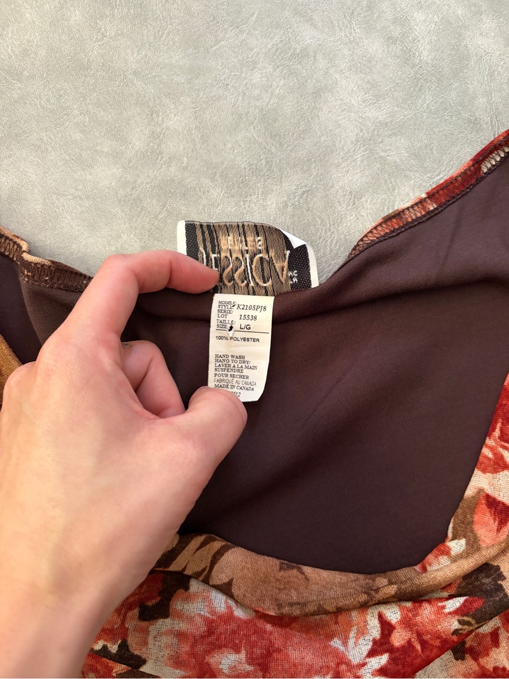 Y2K 90’s Jessica Vintage Brown Fall Floral Cowl Neck Sleeveless Top - Picture 7 of 9